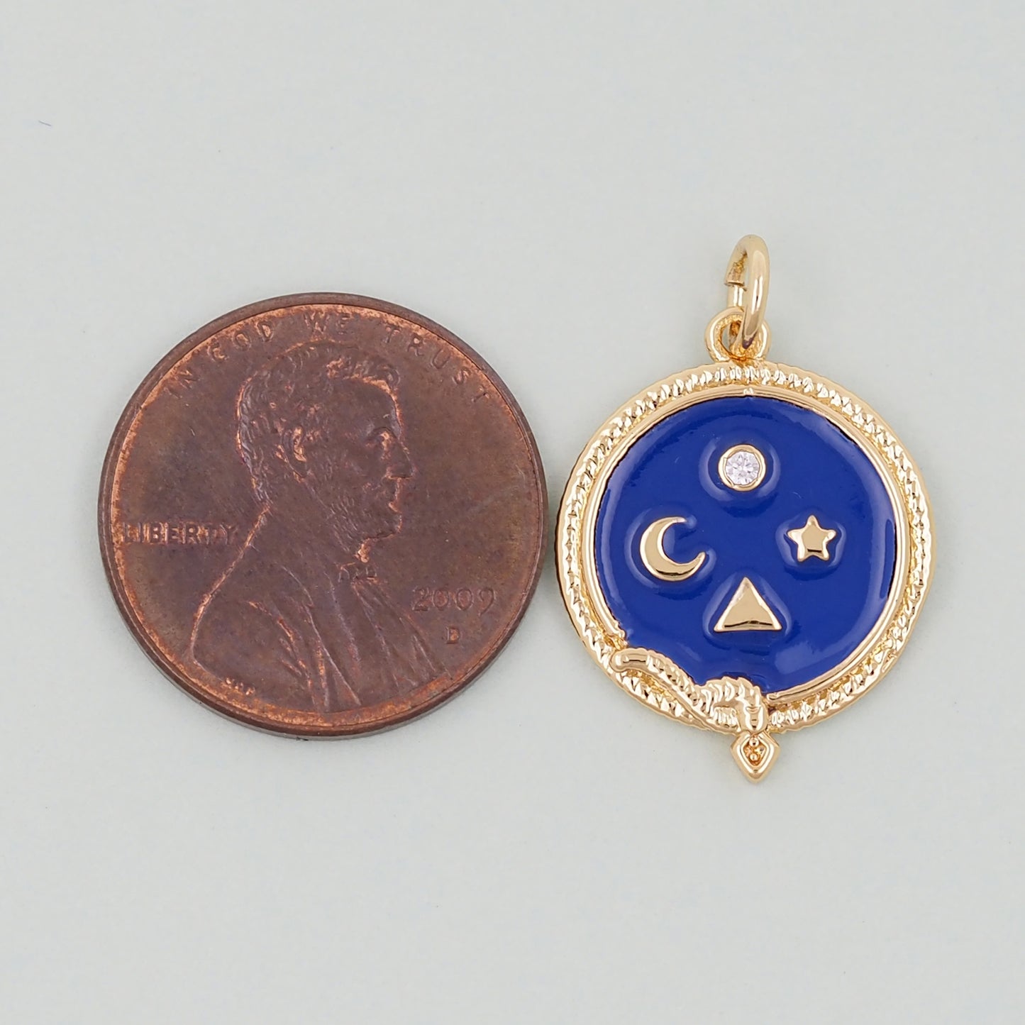 18K Gold Filled Star Pendant,Enamel Moon Charm Bracelet Necklace for DIY Jewelry Making Supply