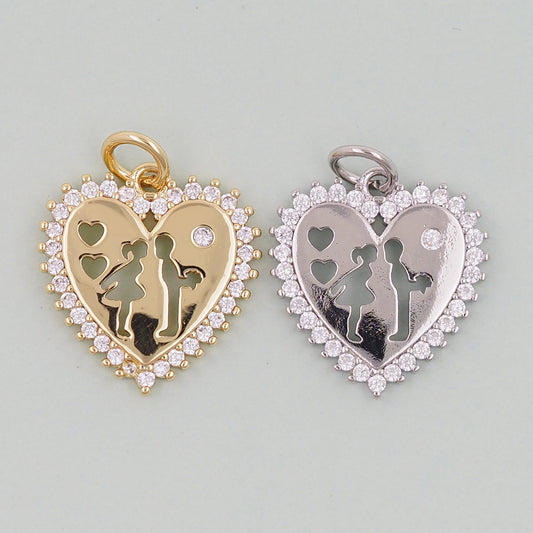 Gold Heart Charms,18K Gold Filled Love Pendant Charm Bracelet Necklace for DIY Jewelry Making Supply