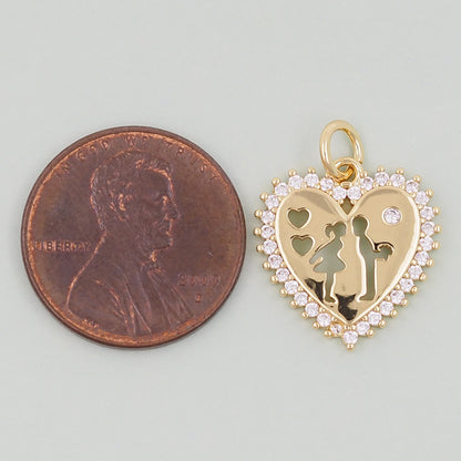 Gold Heart Charms,18K Gold Filled Love Pendant Charm Bracelet Necklace for DIY Jewelry Making Supply