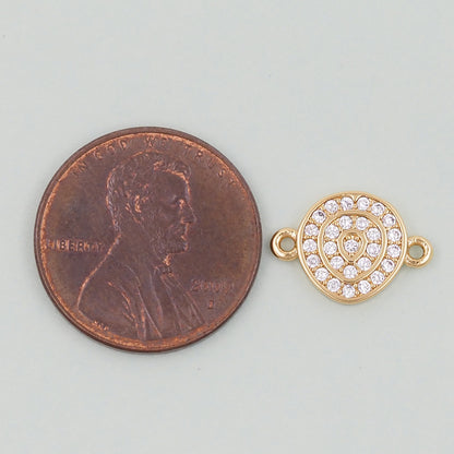 Gold Round Connector Charms,18K Gold Filled Round Pendant,Round Charm Bracelet Necklace for DIY Jewelry Making Supply