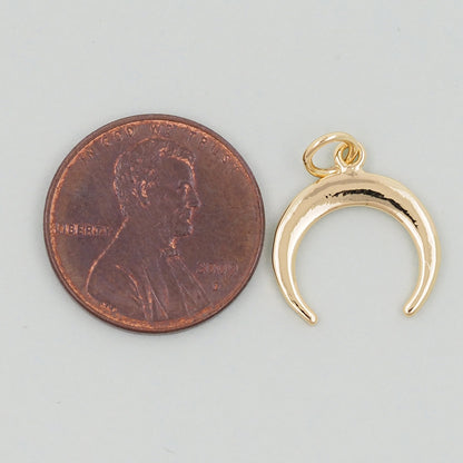 18K Gold Filled Horn Pendant,Horn Charm Bracelet Necklace for DIY Jewelry Making Supply