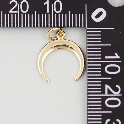 18K Gold Filled Horn Pendant,Horn Charm Bracelet Necklace for DIY Jewelry Making Supply