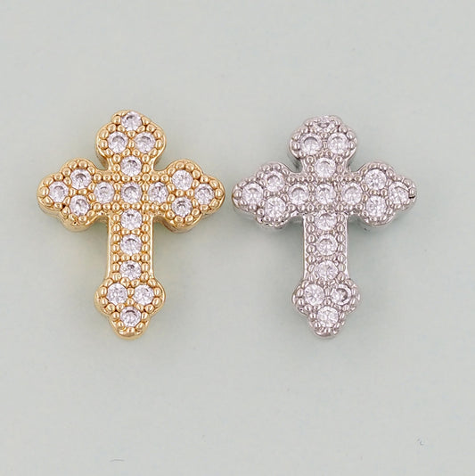 18K Gold Filled Cross Pendant,Cross Charm Bracelet Necklace for DIY Jewelry Making Supply