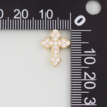 18K Gold Filled Cross Pendant,Cross Charm Bracelet Necklace for DIY Jewelry Making Supply