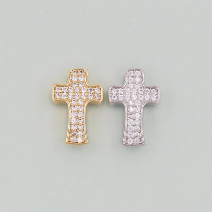 18K Gold Filled Cross Pendant,Cross Charm Bracelet Necklace for DIY Jewelry Making Supply