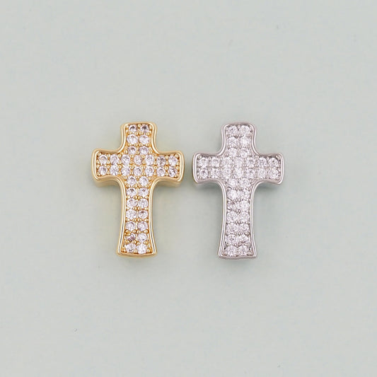 18K Gold Filled Cross Pendant,Cross Charm Bracelet Necklace for DIY Jewelry Making Supply