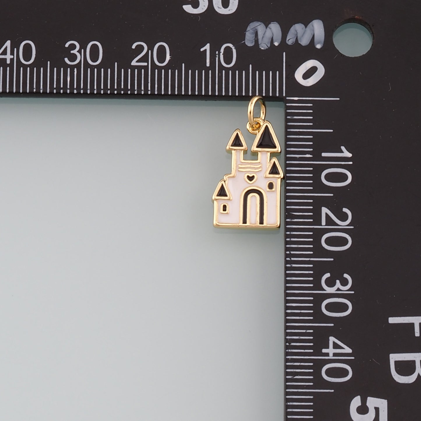 18K Gold Filled Castle Pendant,Enamel Castle Charm Bracelet Necklace for DIY Jewelry Making Supply