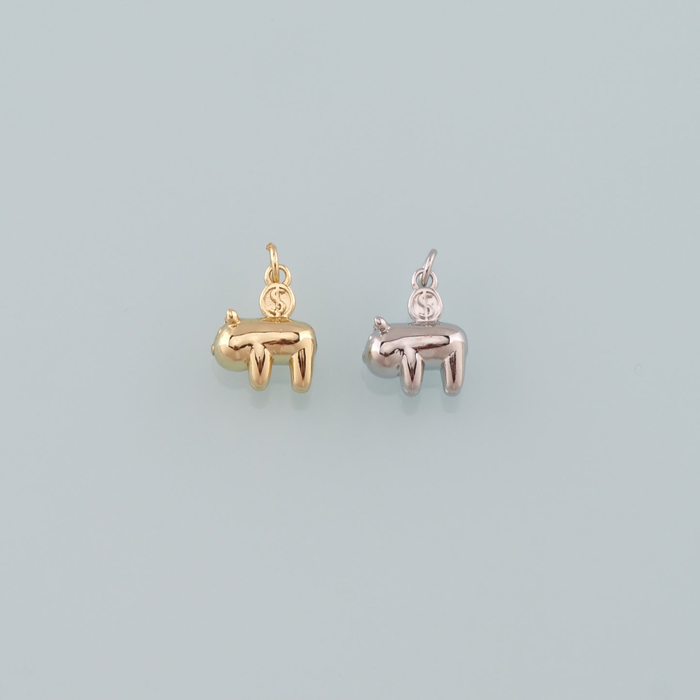 Gold Animal Charms,18K Gold Filled Pig Pendant,Pig Charm Bracelet Necklace for DIY Jewelry Making Supply