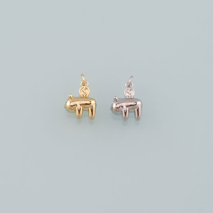 Gold Animal Charms,18K Gold Filled Pig Pendant,Pig Charm Bracelet Necklace for DIY Jewelry Making Supply