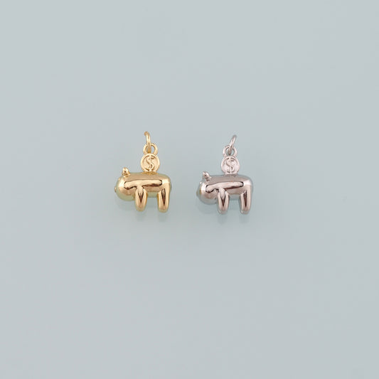 Gold Animal Charms,18K Gold Filled Pig Pendant,Pig Charm Bracelet Necklace for DIY Jewelry Making Supply