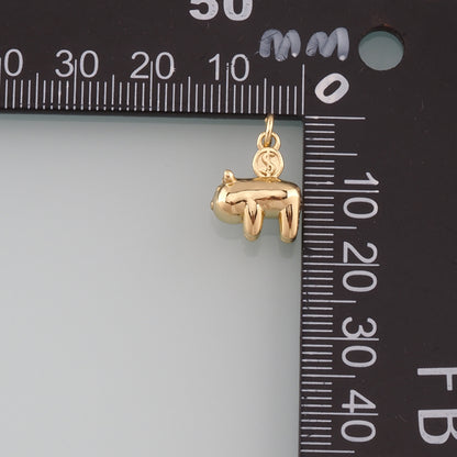 Gold Animal Charms,18K Gold Filled Pig Pendant,Pig Charm Bracelet Necklace for DIY Jewelry Making Supply