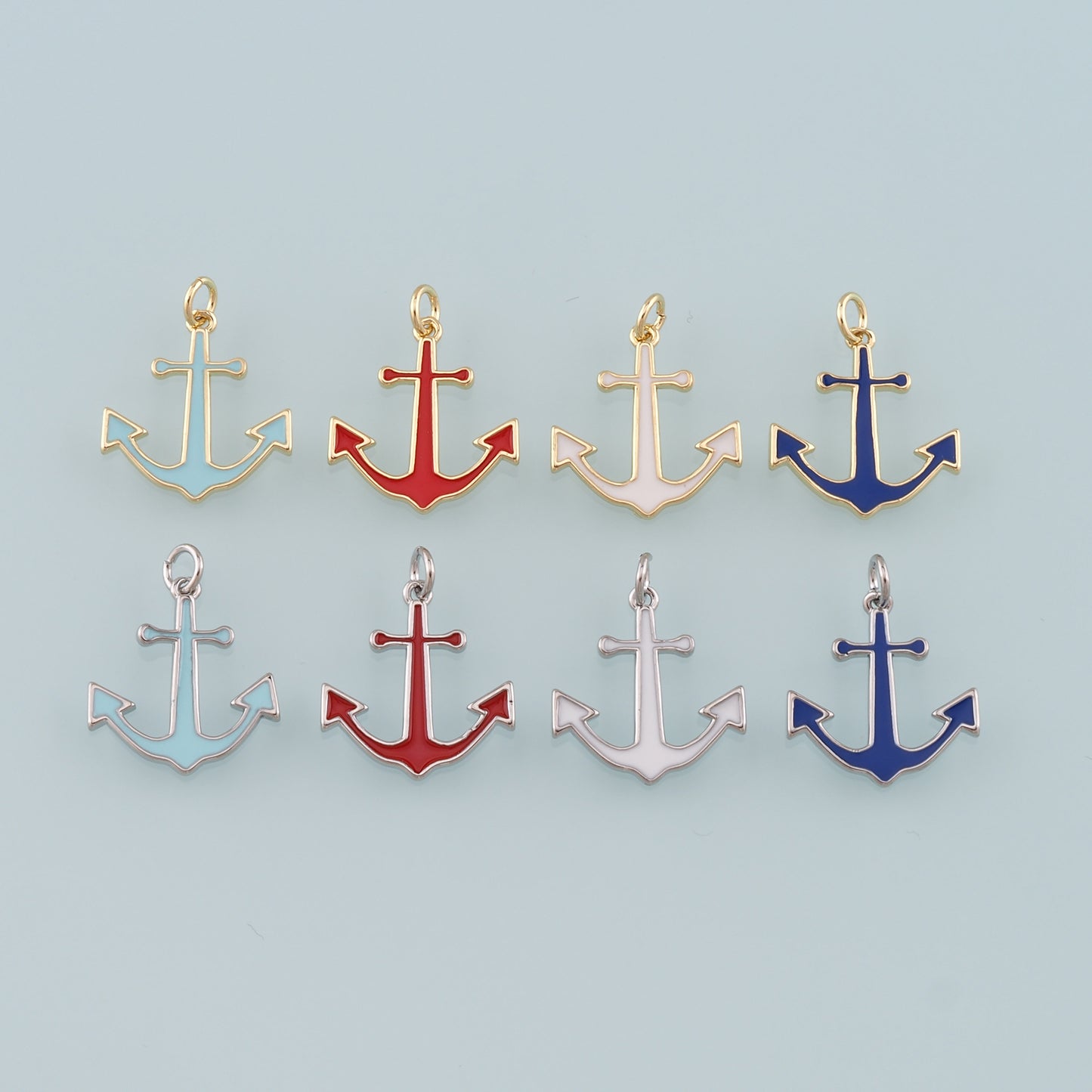 Gold Anchor Charms,18K Gold Filled Enamel Anchor Pendant Charm Bracelet Necklace for DIY Jewelry Making Supply