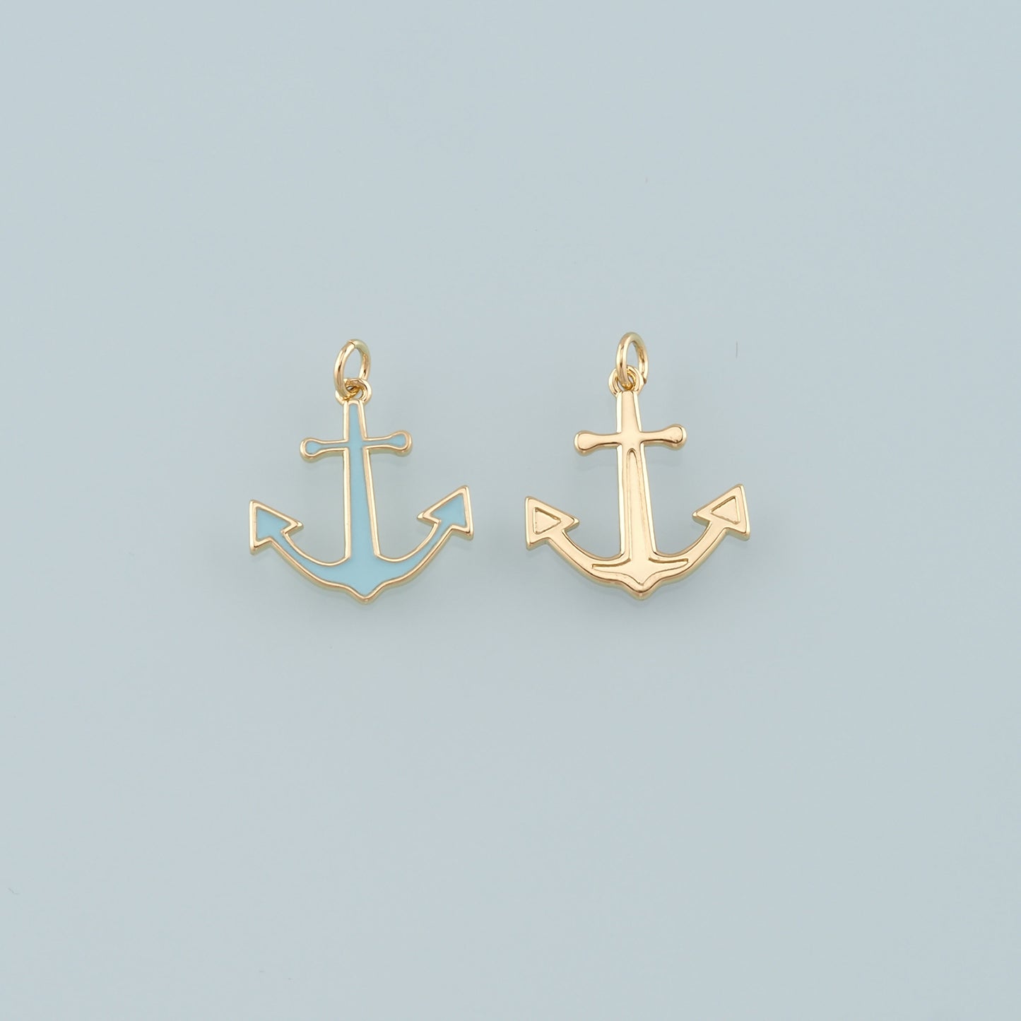 Gold Anchor Charms,18K Gold Filled Enamel Anchor Pendant Charm Bracelet Necklace for DIY Jewelry Making Supply