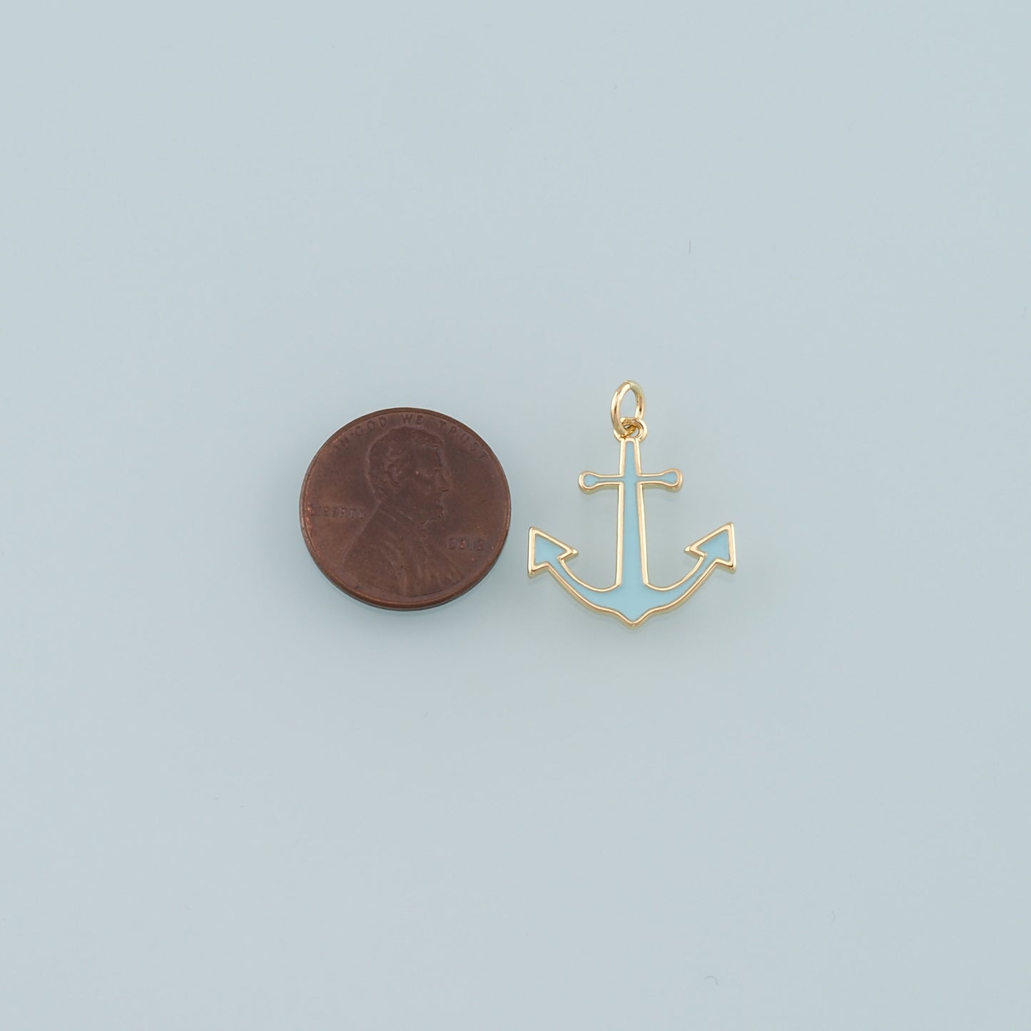 Gold Anchor Charms,18K Gold Filled Enamel Anchor Pendant Charm Bracelet Necklace for DIY Jewelry Making Supply