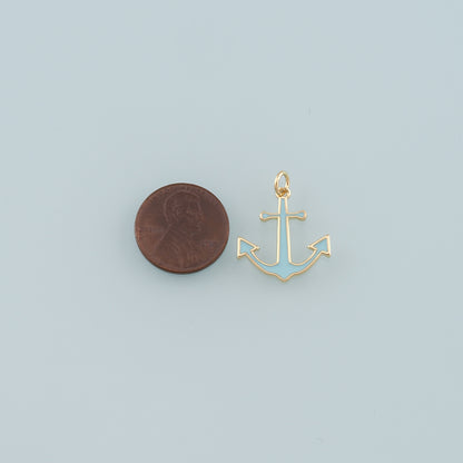 Gold Anchor Charms,18K Gold Filled Enamel Anchor Pendant Charm Bracelet Necklace for DIY Jewelry Making Supply