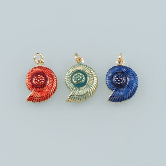 Gold Conch Charms,18K Gold Filled Conch Pendant,Enamel Conch Shell Charm Bracelet Necklace for DIY Jewelry Making Supply