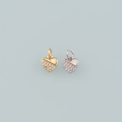 Gold Heart Charms,18K Gold Filled Heart Pendant,CZ Micro Pave Heart Charm Bracelet Necklace for DIY Jewelry Making Supply
