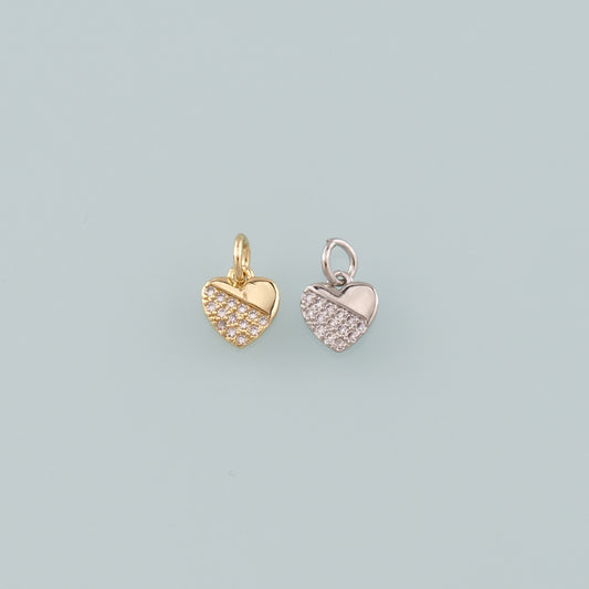 Gold Heart Charms,18K Gold Filled Heart Pendant,CZ Micro Pave Heart Charm Bracelet Necklace for DIY Jewelry Making Supply