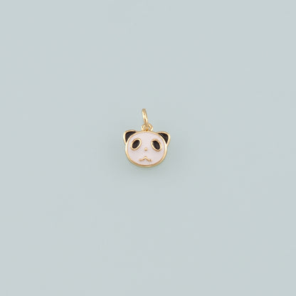 18K Gold Filled Panda Pendant,Enamel Panda Charm Bracelet Necklace for DIY Jewelry Making Supply