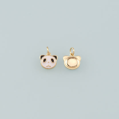18K Gold Filled Panda Pendant,Enamel Panda Charm Bracelet Necklace for DIY Jewelry Making Supply
