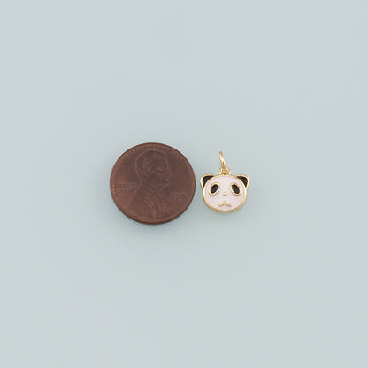 18K Gold Filled Panda Pendant,Enamel Panda Charm Bracelet Necklace for DIY Jewelry Making Supply