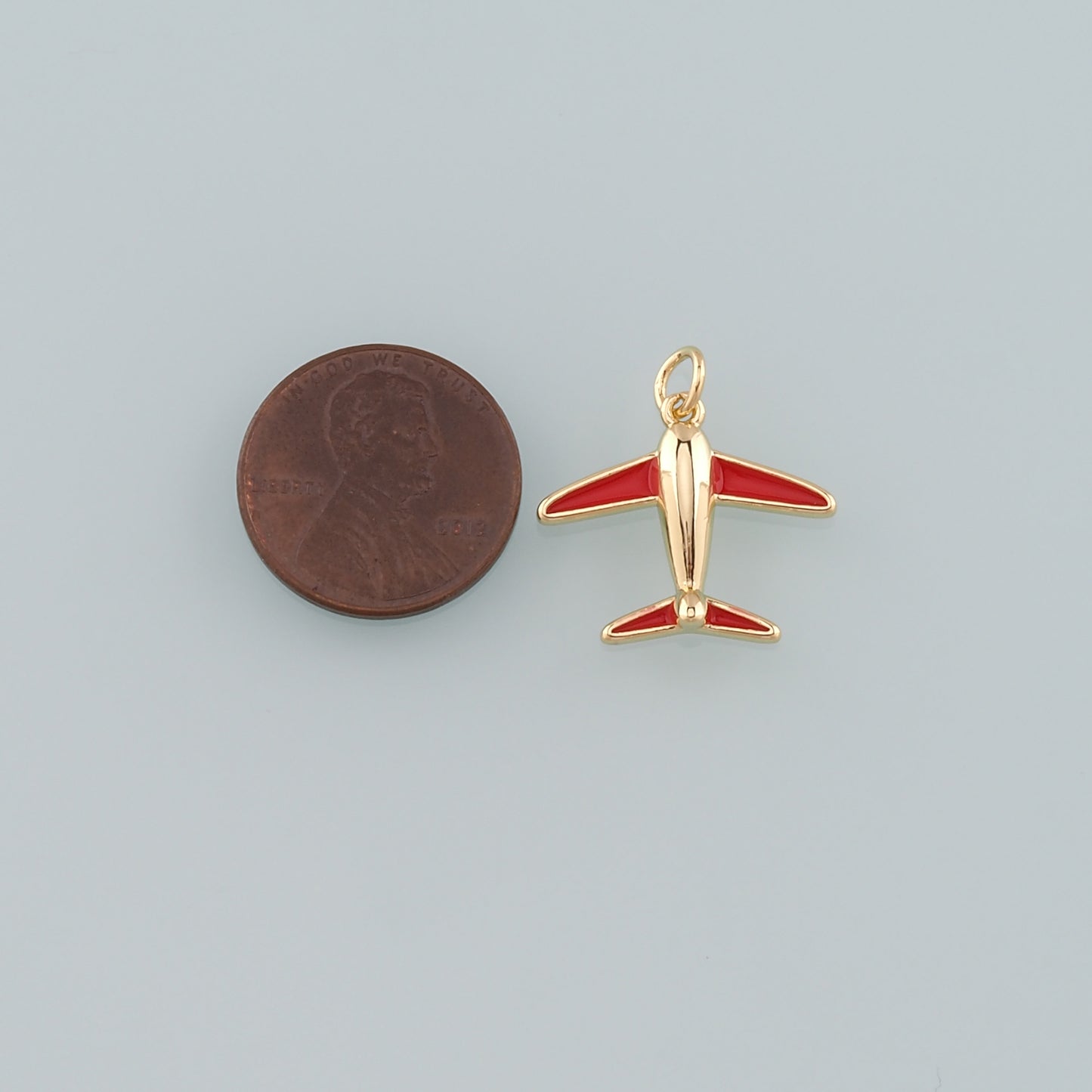 18K Gold Filled Airplane Pendant,Enamel Airplane Charm Bracelet Necklace for DIY Jewelry Making Supply