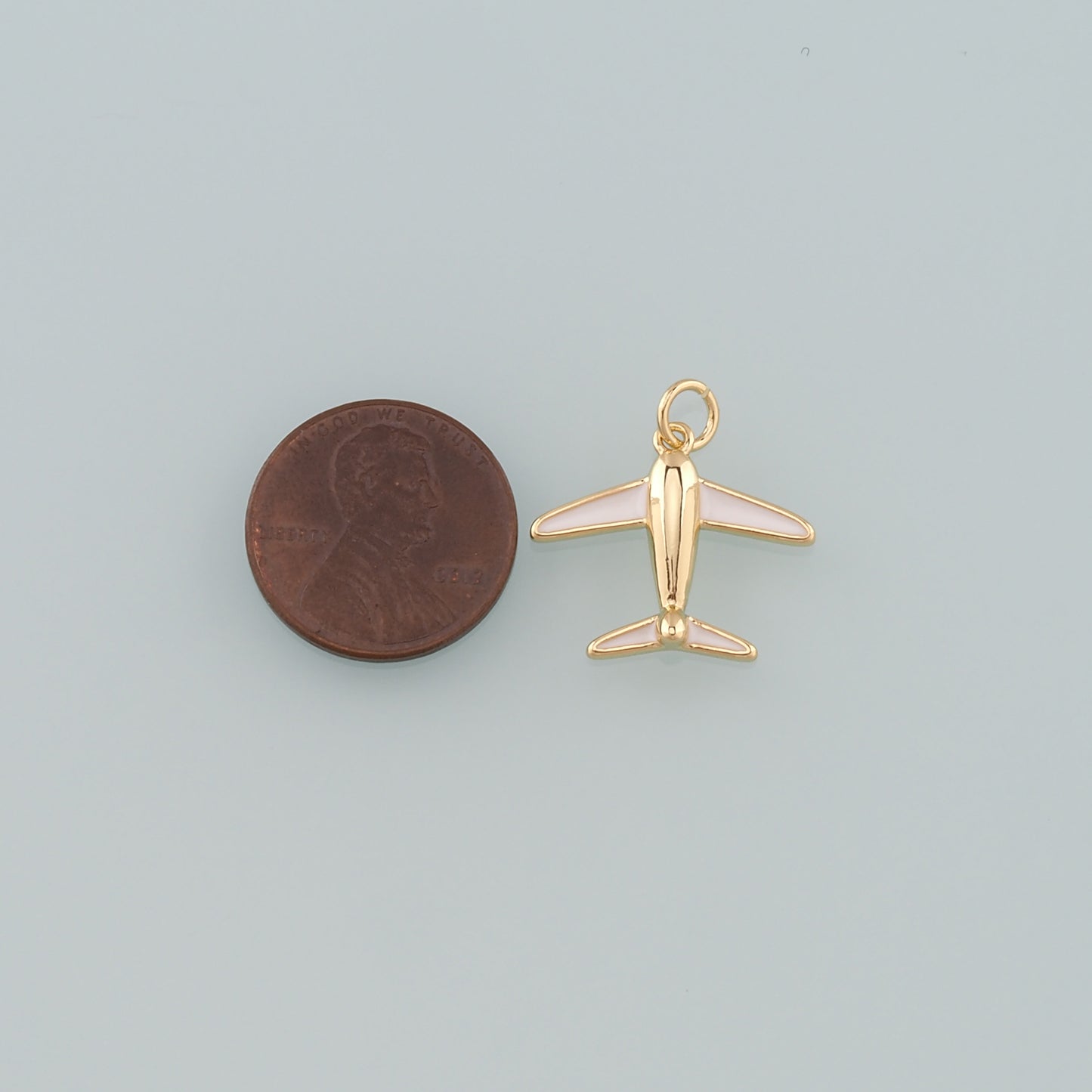 18K Gold Filled Airplane Pendant,Enamel Airplane Charm Bracelet Necklace for DIY Jewelry Making Supply