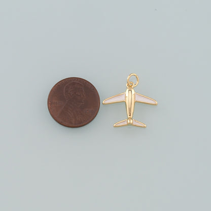 18K Gold Filled Airplane Pendant,Enamel Airplane Charm Bracelet Necklace for DIY Jewelry Making Supply