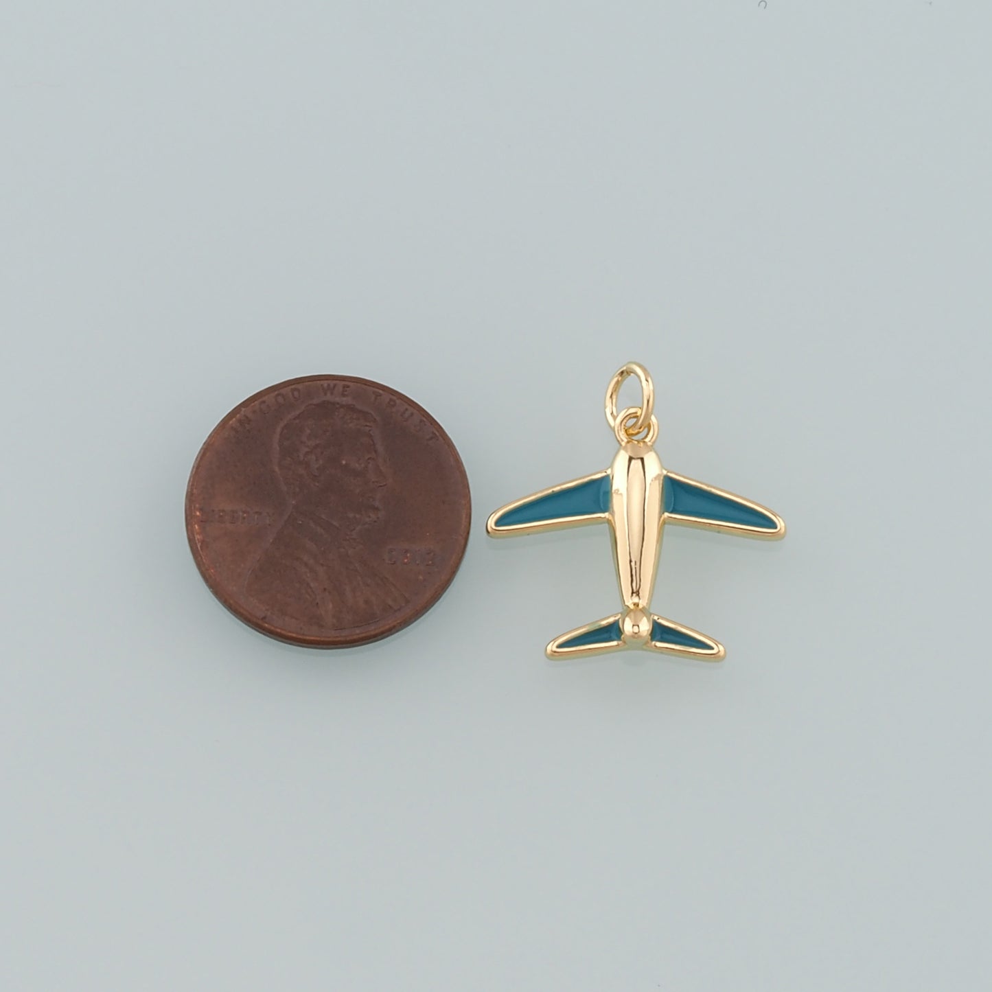 18K Gold Filled Airplane Pendant,Enamel Airplane Charm Bracelet Necklace for DIY Jewelry Making Supply