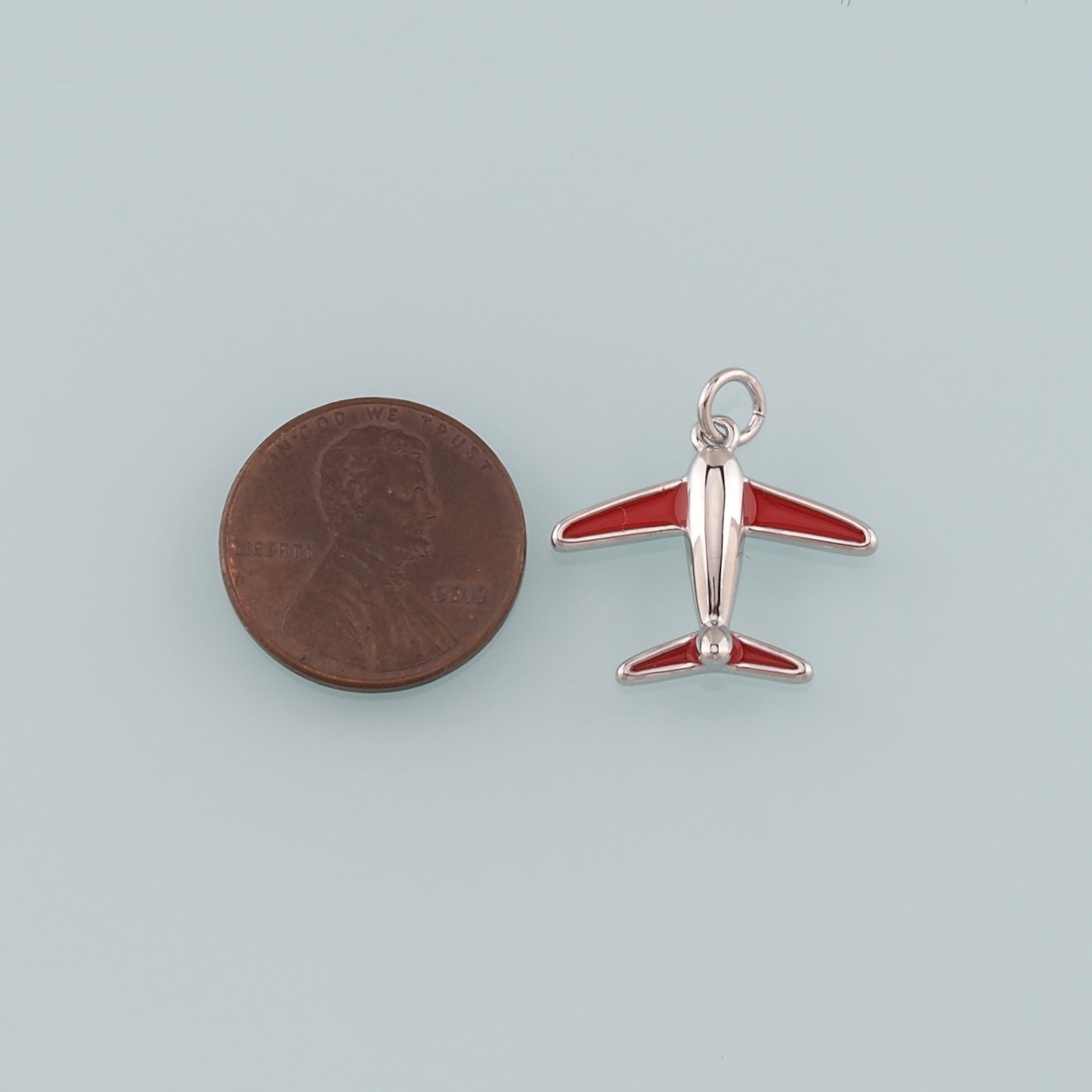 18K Gold Filled Airplane Pendant,Enamel Airplane Charm Bracelet Necklace for DIY Jewelry Making Supply