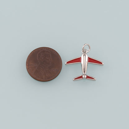 18K Gold Filled Airplane Pendant,Enamel Airplane Charm Bracelet Necklace for DIY Jewelry Making Supply