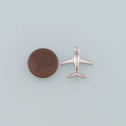 18K Gold Filled Airplane Pendant,Enamel Airplane Charm Bracelet Necklace for DIY Jewelry Making Supply