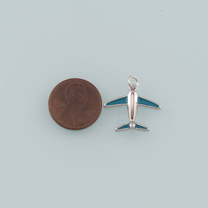 18K Gold Filled Airplane Pendant,Enamel Airplane Charm Bracelet Necklace for DIY Jewelry Making Supply