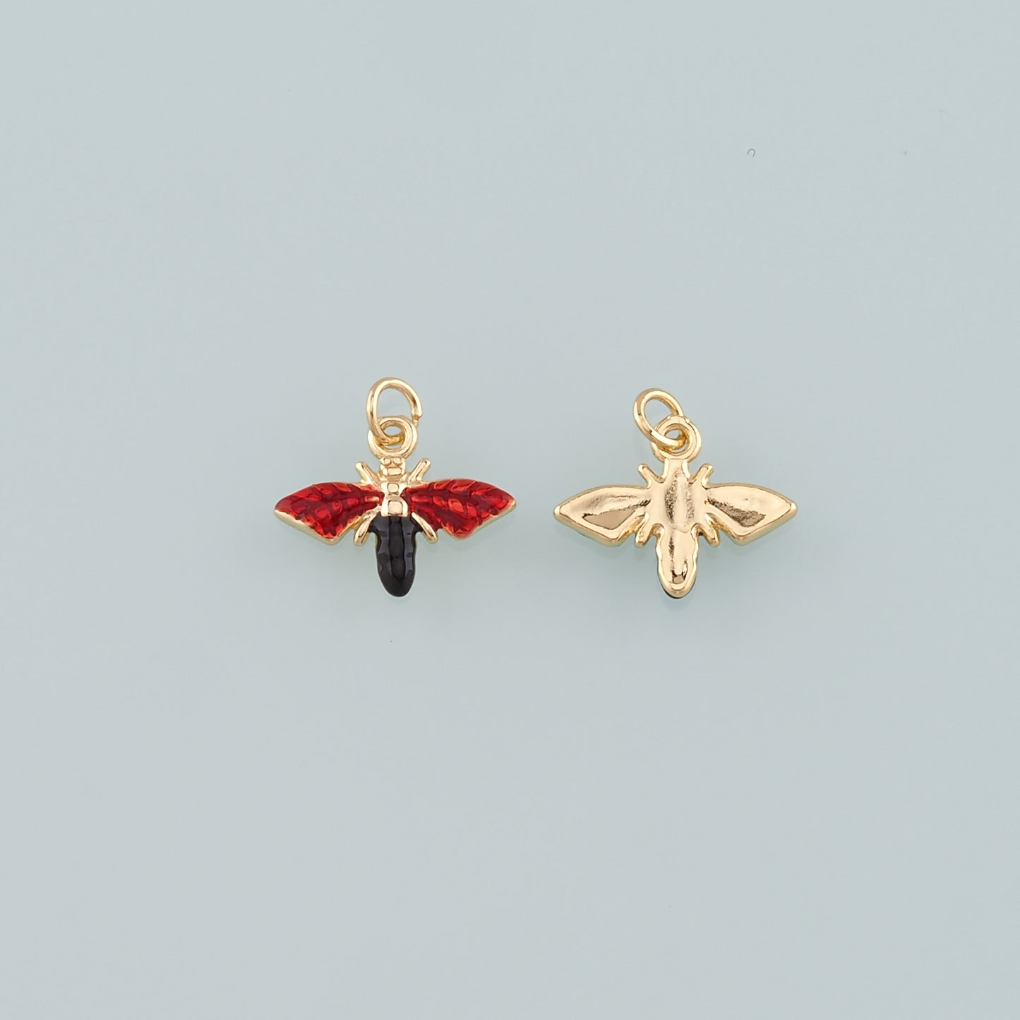 Gold Insect Charms,18K Gold Filled Bee Pendant,Enamel Bee Charm Bracelet Necklace for DIY Jewelry Making Supply