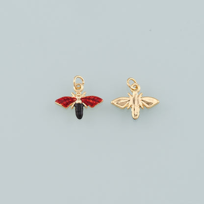 Gold Insect Charms,18K Gold Filled Bee Pendant,Enamel Bee Charm Bracelet Necklace for DIY Jewelry Making Supply