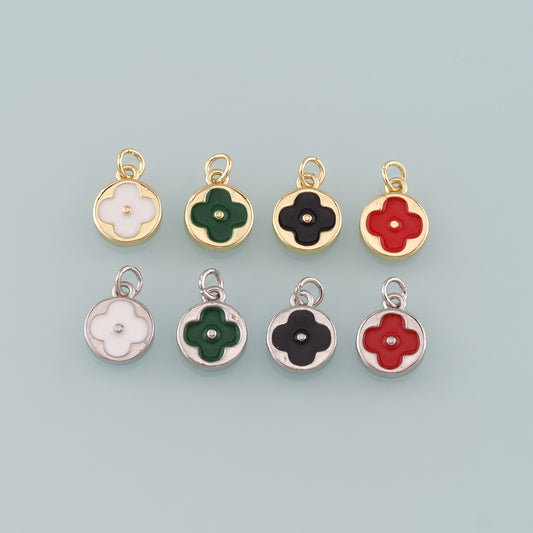 Gold Flower Charms,18K Gold Filled Flower Pendant,Enamel Flower Charm Bracelet Necklace for DIY Jewelry Making Supply