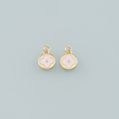 Gold Flower Charms,18K Gold Filled Flower Pendant,Enamel Flower Charm Bracelet Necklace for DIY Jewelry Making Supply