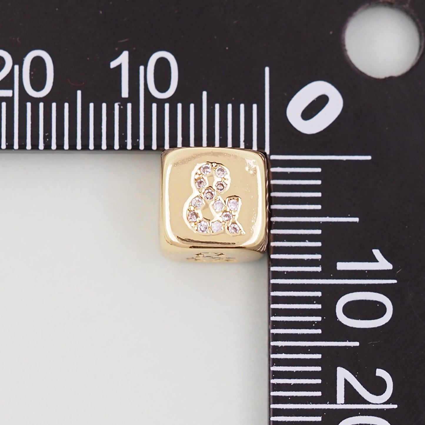 Gold symbol Beads Charms,18K Gold Filled Cube Beads Charm Bracelet Necklace for DIY Jewelry Making Supply hole 4mm