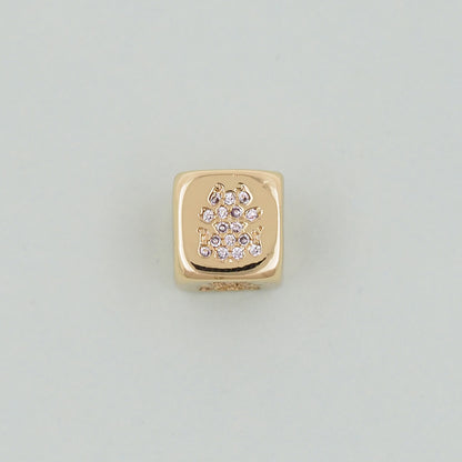 Gold symbol Beads Charms,18K Gold Filled Cube Beads Charm Bracelet Necklace for DIY Jewelry Making Supply hole 4mm