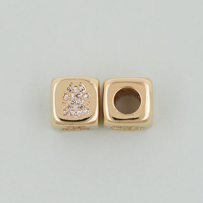 Gold symbol Beads Charms,18K Gold Filled Cube Beads Charm Bracelet Necklace for DIY Jewelry Making Supply hole 4mm