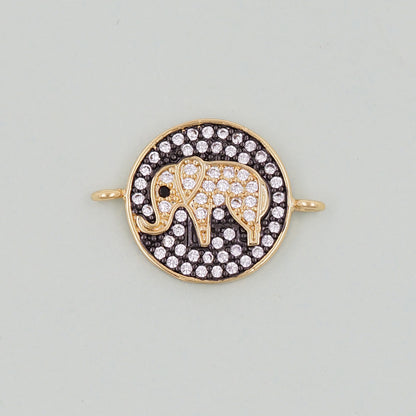 Gold Elephant Charms,18K Gold Filled CZ Elephant Pendant,Enamel Elephant Connector Charm Bracelet Necklace for DIY Jewelry Making Supply