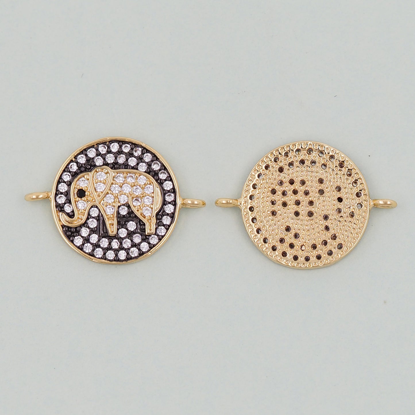 Gold Elephant Charms,18K Gold Filled CZ Elephant Pendant,Enamel Elephant Connector Charm Bracelet Necklace for DIY Jewelry Making Supply