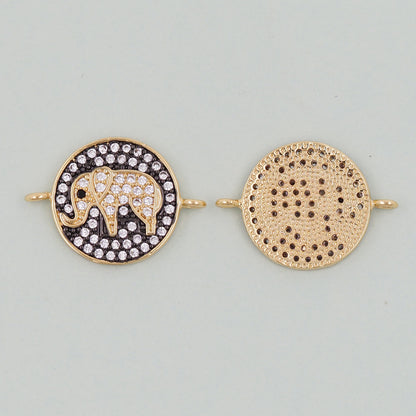 Gold Elephant Charms,18K Gold Filled CZ Elephant Pendant,Enamel Elephant Connector Charm Bracelet Necklace for DIY Jewelry Making Supply