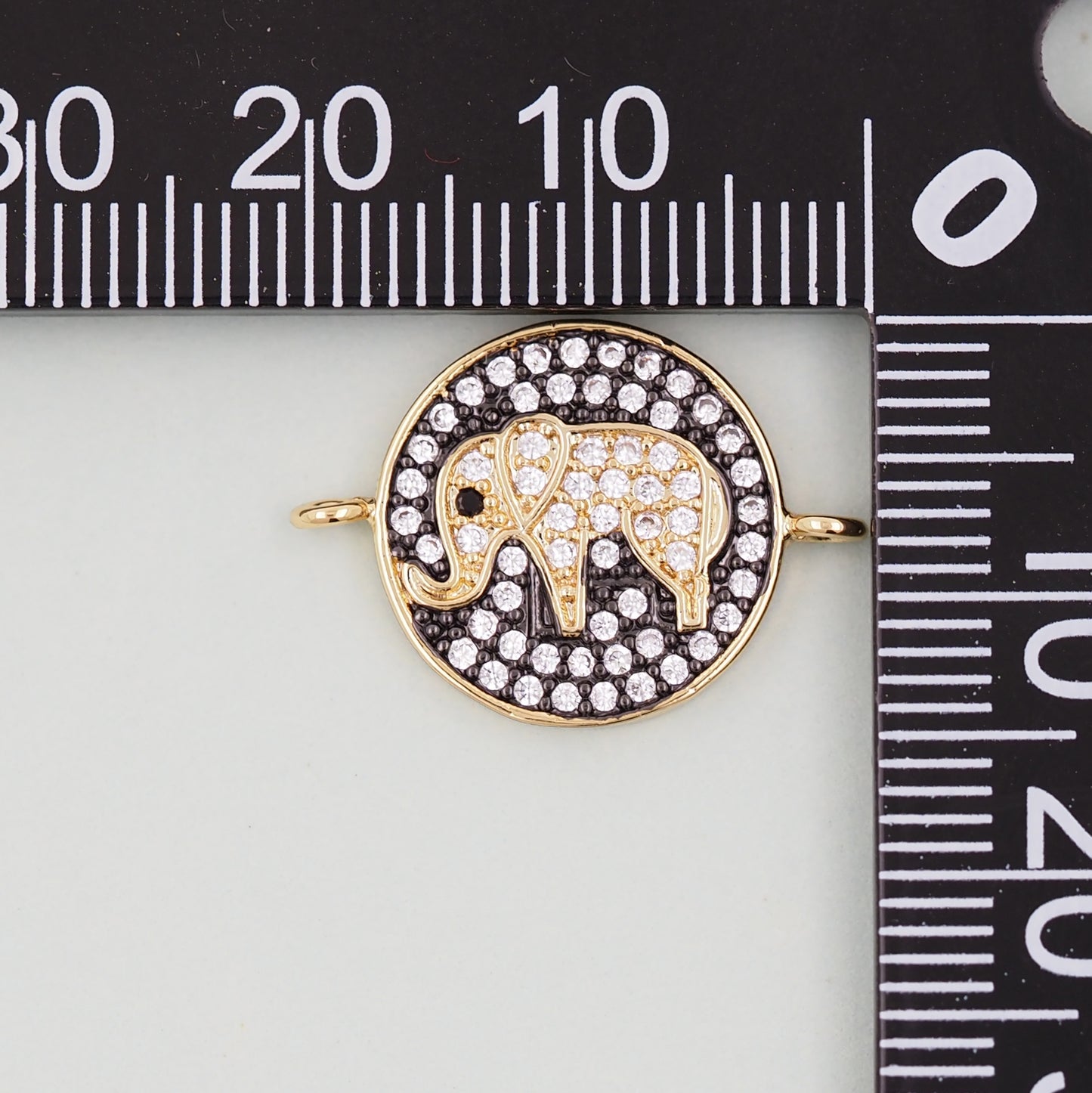 Gold Elephant Charms,18K Gold Filled CZ Elephant Pendant,Enamel Elephant Connector Charm Bracelet Necklace for DIY Jewelry Making Supply
