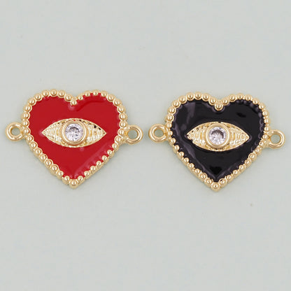 Gold Heart Evil Eye Charms,18K Gold Filled Heart Pendant,Heart Eye Charm Bracelet Necklace for DIY Jewelry Making Supply