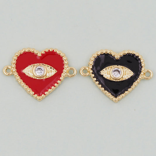 Gold Heart Evil Eye Charms,18K Gold Filled Heart Pendant,Heart Eye Charm Bracelet Necklace for DIY Jewelry Making Supply