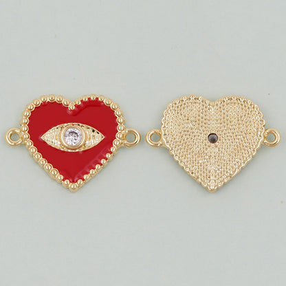 Gold Heart Evil Eye Charms,18K Gold Filled Heart Pendant,Heart Eye Charm Bracelet Necklace for DIY Jewelry Making Supply