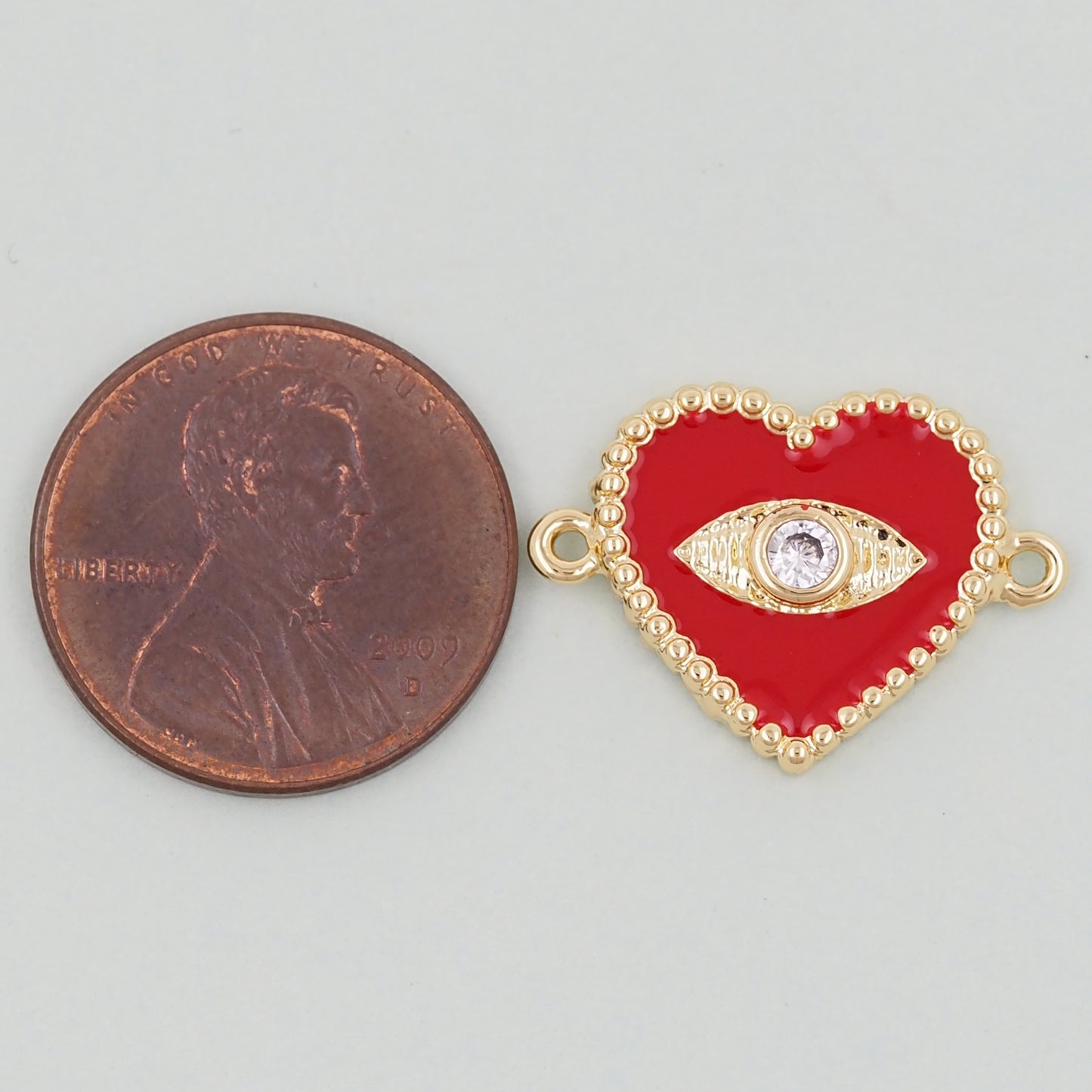 Gold Heart Evil Eye Charms,18K Gold Filled Heart Pendant,Heart Eye Charm Bracelet Necklace for DIY Jewelry Making Supply