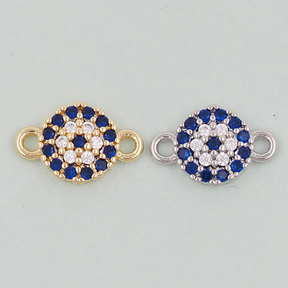 Gold Round Evil Eye Charms,18K Gold Filled Blue Evil Eye Connector Pendant Charm Bracelet Necklace for DIY Jewelry Making Supply