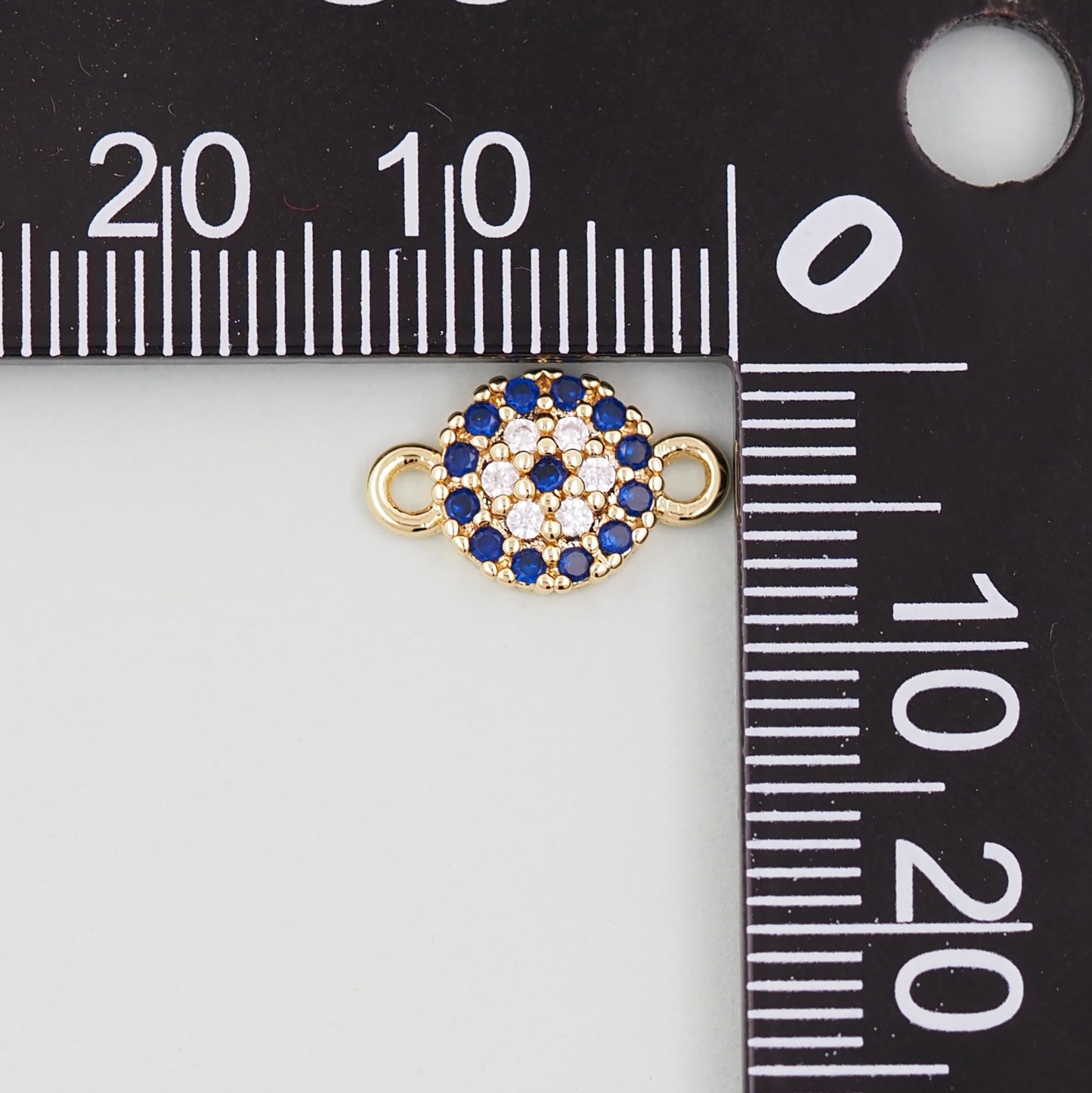 Gold Round Evil Eye Charms,18K Gold Filled Blue Evil Eye Connector Pendant Charm Bracelet Necklace for DIY Jewelry Making Supply